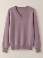 V-Neck Solid Color Sweater
