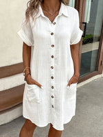 Casual Button Down Shirt Dress with Pockets