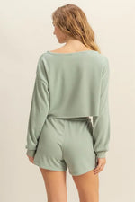 HYFVE Boat Neck Long Sleeve Cropped Top