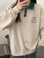 Contrast Collar Dropped Shoulder Sweatshirt