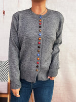 Button-Front Cardigan with Colorful Detail Buttons