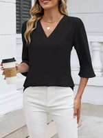 V-Neck 3/4 Sleeve Blouse