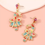 Christmas Candy Cane Bow Drop Earrings