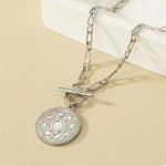 Chain Link Necklace with Vintage Coin Pendant