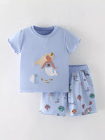 Children's Mermaid Round Neck Tee and Shorts Set
