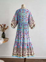 Plus Size Floral Print V-Neck Dress