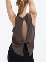 Cutout Back Round Neck Active Tank
