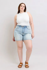 Judy Blue Full Size 2 Button Denim Shorts with Pockets Plus Size