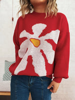 Flower Dropped Shoulder Sweater