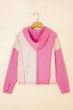 Color Block Button Detail Hoodie