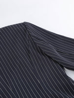 Striped Blazer & Mini Skirt Set with Neck Tie