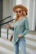 Long Sleeve Hooded Blouse