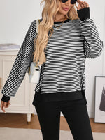 Exposed Seam Striped Contrast Sweatshirt