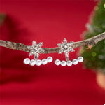 Christmas Snowflake Pearl Earrings