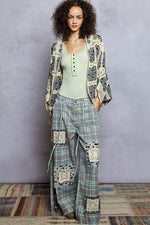 POL Open Front Floral Crochet Cardigan