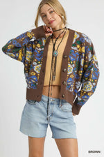 Umgee Floral Knit Button-Up Cardigan