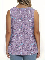 Full Size Floral Print Button Detail Tank Plus Size