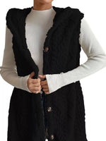 Button-Down Sherpa Hooded Vest Coat