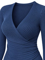 Full Size Ribbed Long Sleeve Slim Fit T-Shirt Plus Size