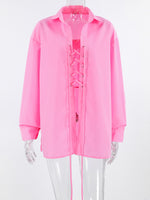 Lace-Up Front Oversized Shirt