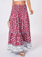 Full Size Tiered Printed Elastic Waist Skirt