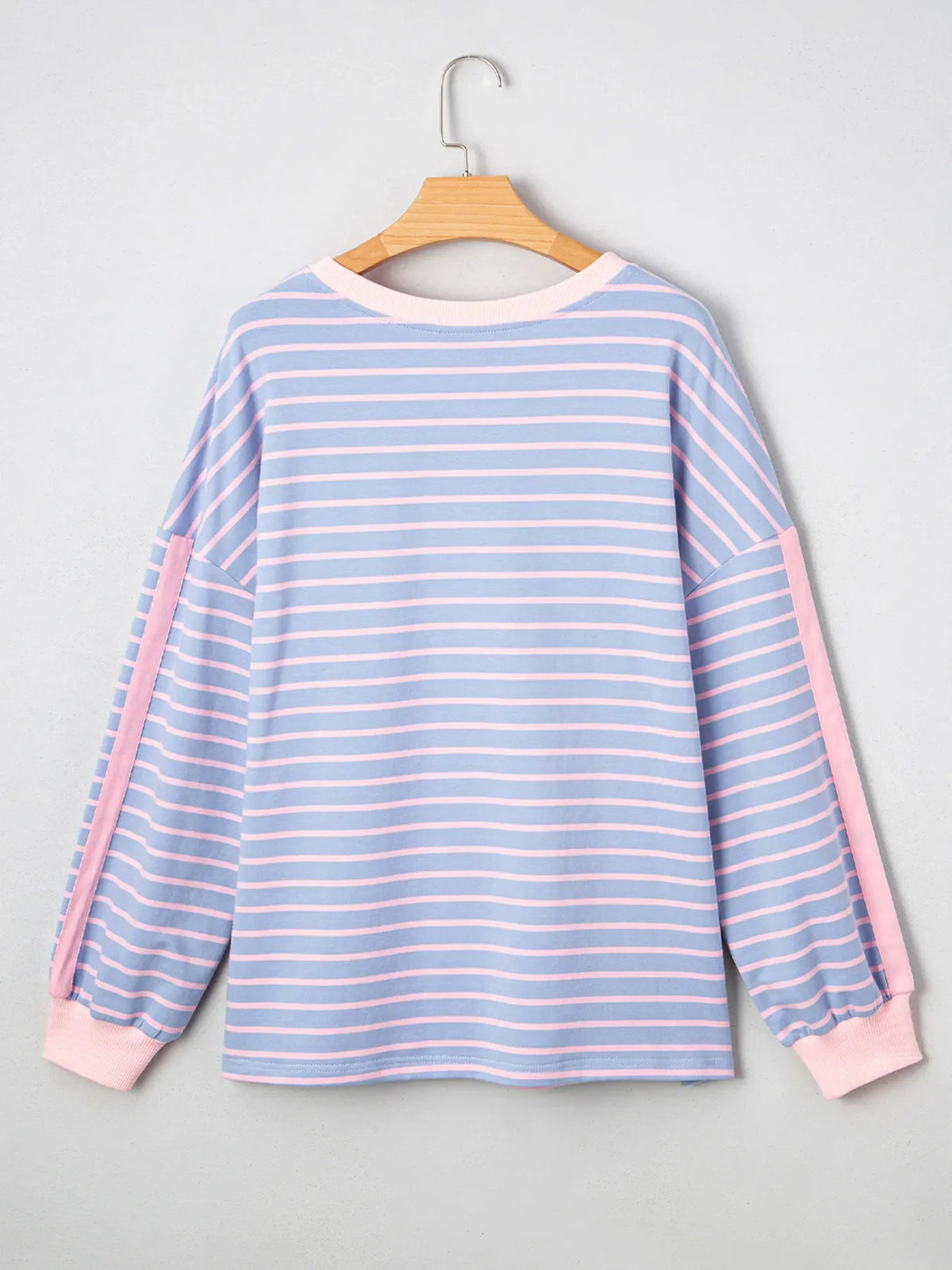Stripe Oversize Contrast Trim Drop Shoulder Sweatshirt