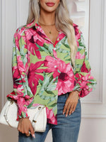 Printed Button Up Long Sleeve Shirt