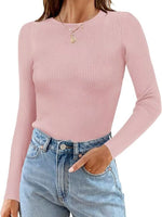Ribbed Knit Slim Fit Long Sleeve T-Shirt