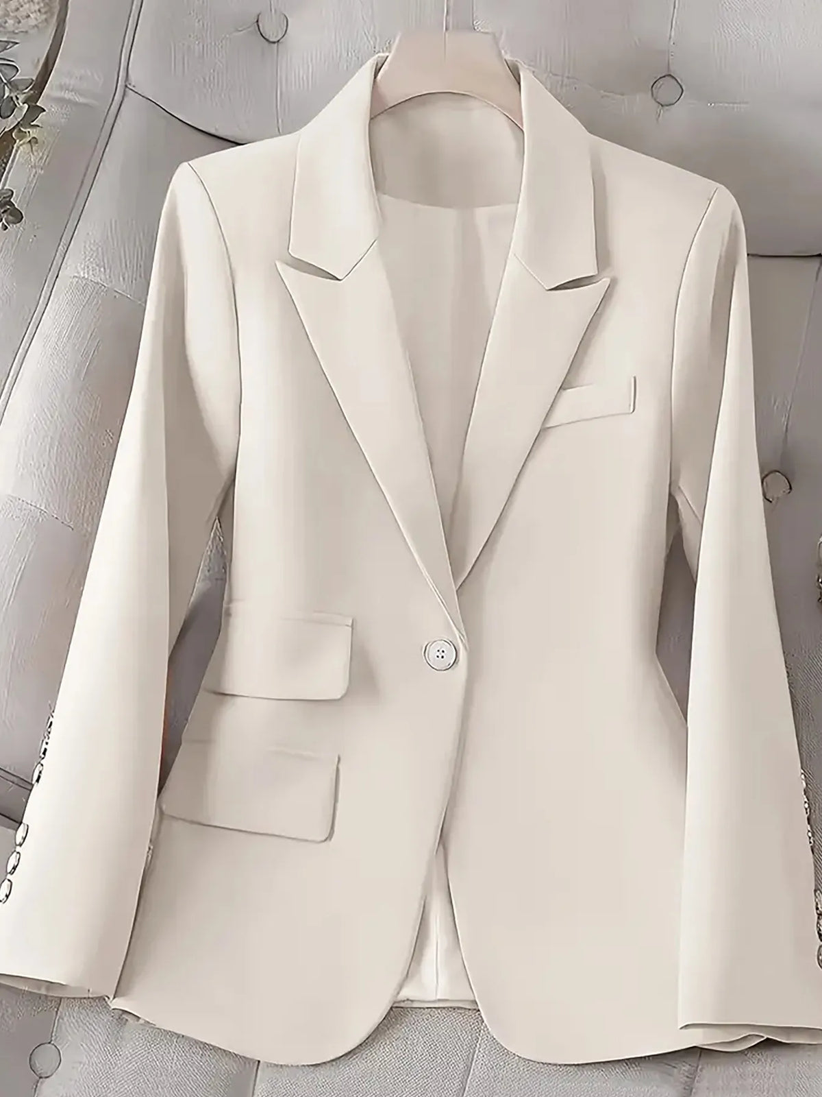 Single-Button Long Sleeve Blazer