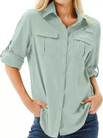 Full Size Roll-Up Sleeve Button Up Shirt Plus Size
