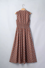 Polka Dot Zipper Front Midi Dress