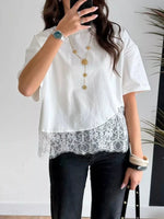 Lace Hem Short Sleeve Top