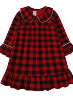 Children's Plaid Ruffle Hem Long Sleeve Dress