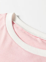 Stripe Contrast Edge Patchwork Long Sleeve Top