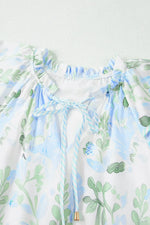 Floral Contrast Edge Layered Short Sleeve Mini Dress