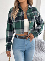 Plaid Button Up Cropped Jacket