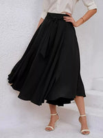 Tie-Waist A-Line Midi Skirt