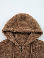 Zip Up Hoodie and Drawstring Shorts 2pcs Outfit
