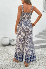 Bohemian Print Wide Leg Jumpsuit