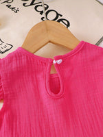 Children's Ruffle Trim Bowknot Top & Shorts Set