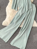 Short Sleeve Top and Wide Leg Pants Set