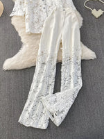 Lace Patchwork Shacket and Pants Set