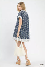Umgee Border Print Belted Shirt Dress