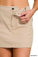 Zenana Cotton Twill Lined Mini Skirts