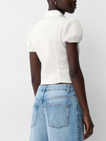 Striped Puff Sleeve Fitted Shirt