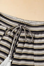 Striped Round Neck Short Sleeve Top and Pants Set
