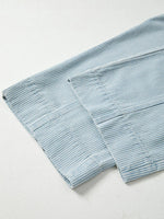 Stripe Mid Rise Drawstring Waist Jeans