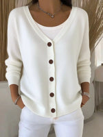 Full Size Button-Front V-Neck Cardigan Plus Size