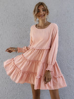 Frill Tiered Long Sleeve Mini Dress