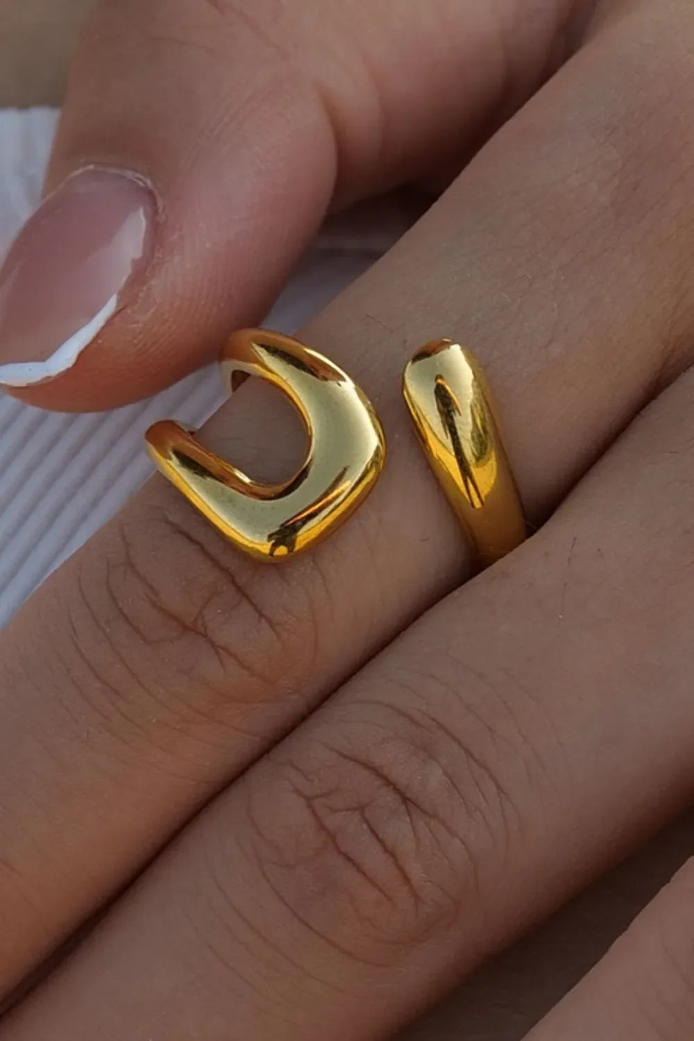 18K Gold-PlatedGeometric Gold Twisted Open Ring